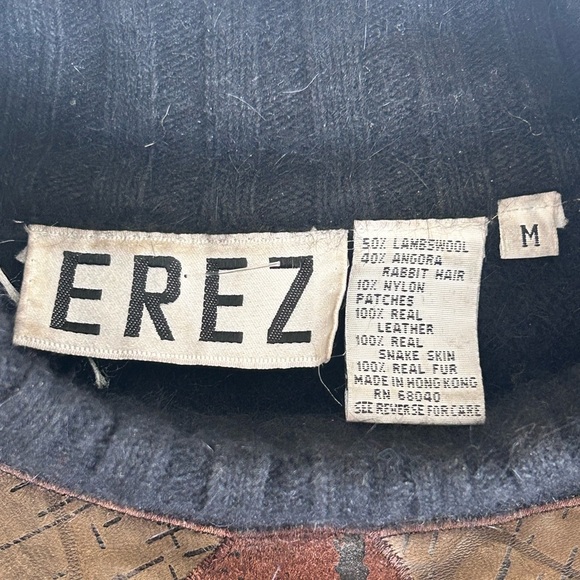 Erez Vintage Lambswool Angora Embellished Mockneck Sweater Size M - Picture 10 of 11